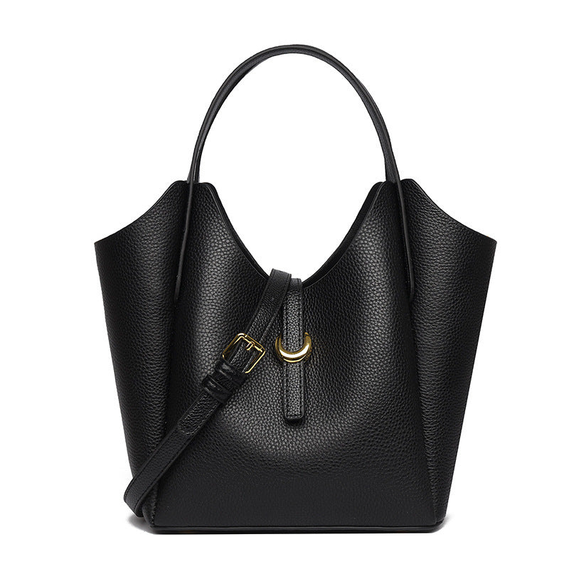 Genuine Leather Women's Large Capacity Hand Holding Bucket Bag