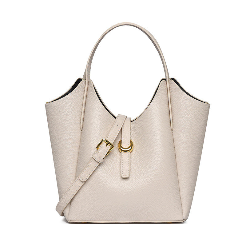 Genuine Leather Women's Large Capacity Hand Holding Bucket Bag